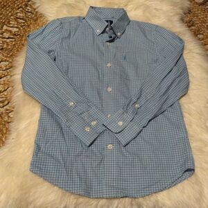 johnnie-O Performance Light Blue And gray Plaid Button Down Shirt Size 8